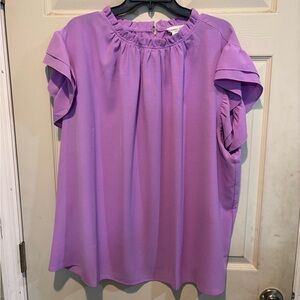 Women's Purple Ruffle Sleeve Top